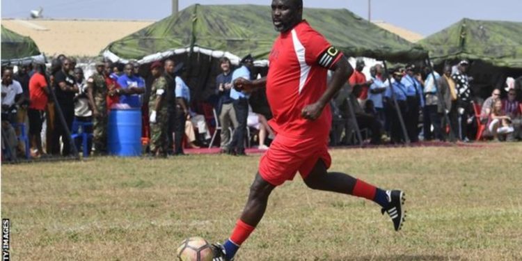 George Weah: Former World Player of the Year plays for Liberia, aged 51