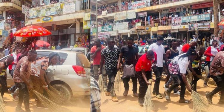 Musician forced to sweep streets after turning up late for music show