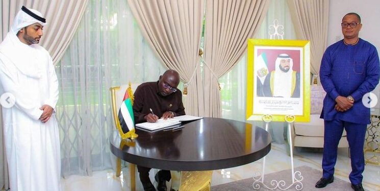 Dr. Mahumud Bawumia has signed the condolence book at the Embassy of the United Arab Emirates (UAE)